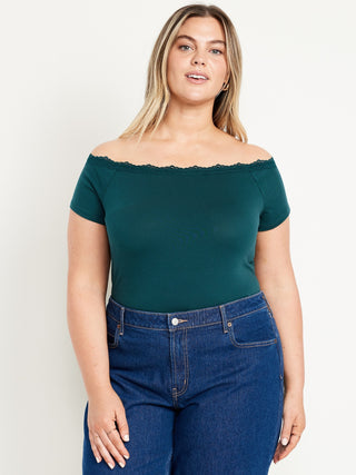 Blusa Ajustada con Hombros Descubiertos