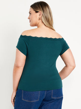 Blusa Ajustada con Hombros Descubiertos