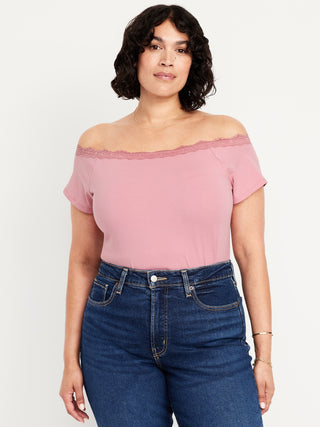 Blusa Ajustada con Hombros Descubiertos