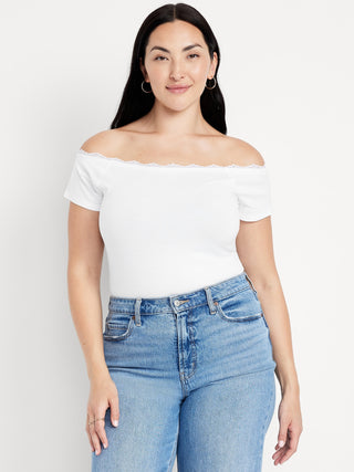 Blusa Ajustada con Hombros Descubiertos