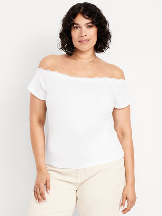 Blusa Ajustada con Hombros Descubiertos