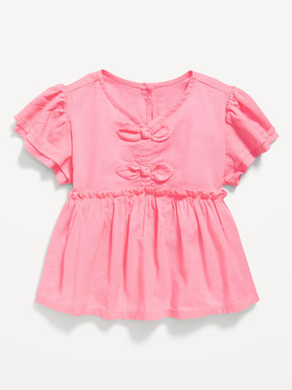 Blusa Manga Corta con Detalle Lazos, Bebé