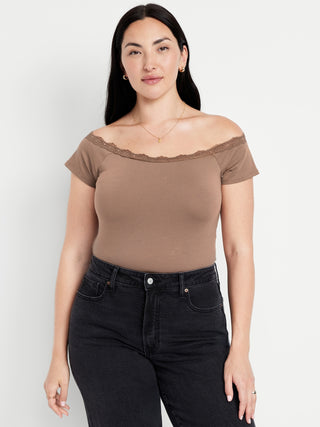 Blusa Ajustada con Hombros Descubiertos