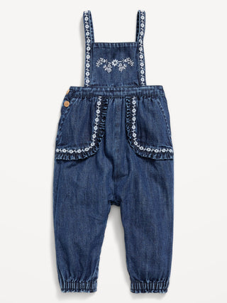 Enterizo Denim con Bordado Floral, Bebé