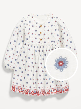 Vestido Manga Larga con Estampado Floral, Bebé