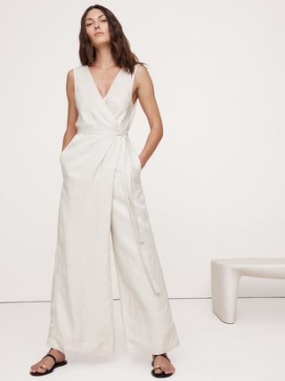 Enterizo Cruzado sin Mangas de Lino