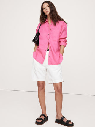Camisa Oversize Manga Larga de Lino