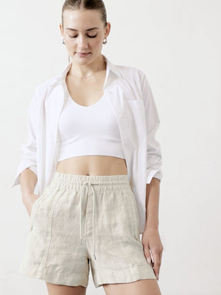 Short con Cintura Elástica de Lino