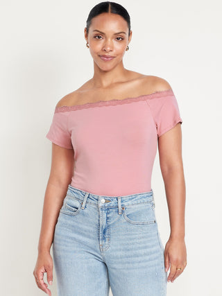 Blusa Ajustada con Hombros Descubiertos