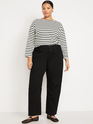 High-Waisted Baggy Barrel Ankle Jeans.