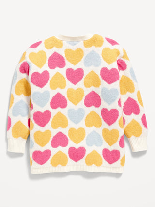 Cárdigan Manga Larga con Estampado Corazones, Bebé.