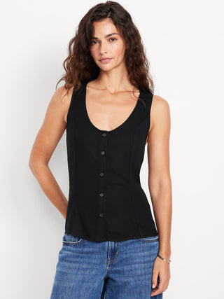 Blusa Ajustada con Botones Delanteros