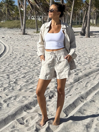 Short con Cintura Elástica de Lino