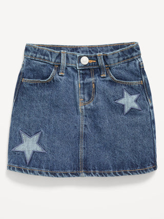 Estrellas bordadas de cintura alta Jean falda para niñas para niños pequeños.