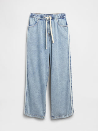 Jeans con Cintura Elástica Talle Alto con Bolsillos
