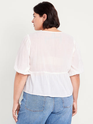 Blusa Manga Corta con Detalle Bordado