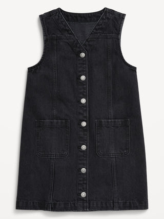 Vestido de jean de bolsillo sin mangas para chicas.