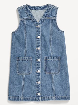 Vestido de jean de bolsillo sin mangas para chicas.