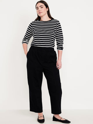Pantalón Talle Alto con Cintura Elástica de Algodón