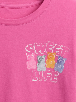 Camiseta Manga Corta con Gráfico, Niña