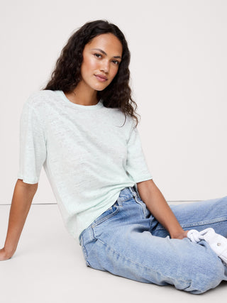 Camiseta Básica Manga Corta de Lino