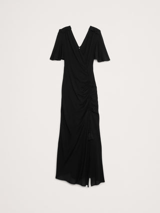 Vestido Fruncido con Abertura Delantera