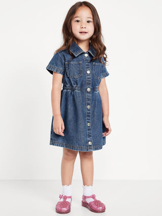Vestido Denim con Bolsillos Delanteros, Bebé