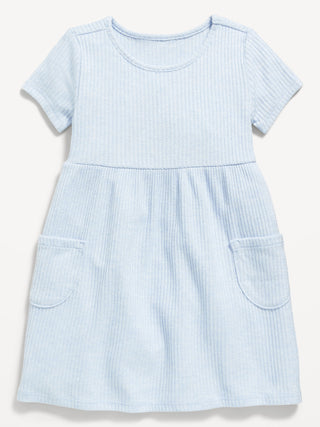 Vestido Manga Corta con Tejido Acanalado, Bebé.