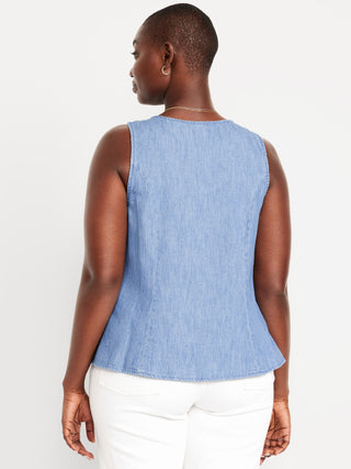 Blusa sin Mangas con Detalle Botones