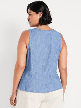 Blusa sin Mangas con Detalle Botones