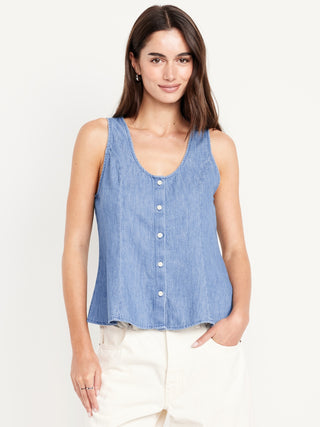 Blusa sin Mangas con Detalle Botones