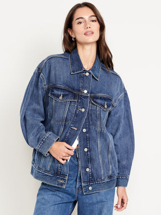 Chaqueta Denim Oversize con Bolsillos.