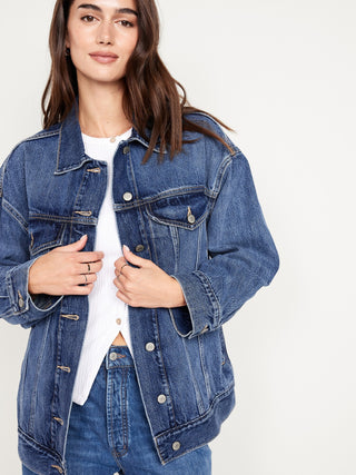 Chaqueta Denim Oversize con Bolsillos.