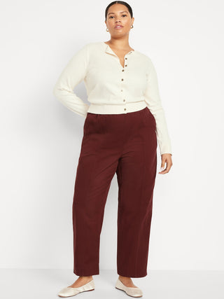 Pantalón Talle Alto con Cintura Elástica de Algodón