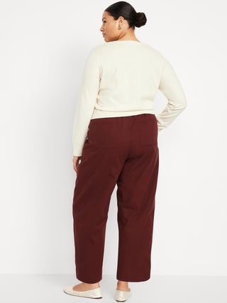 Pantalón Talle Alto con Cintura Elástica de Algodón