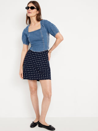 Camisa Denim con Escote Cuadrado