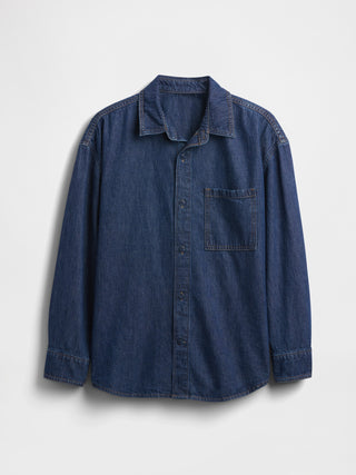 Camisa Denim Oversize con Bolsillo, Niño