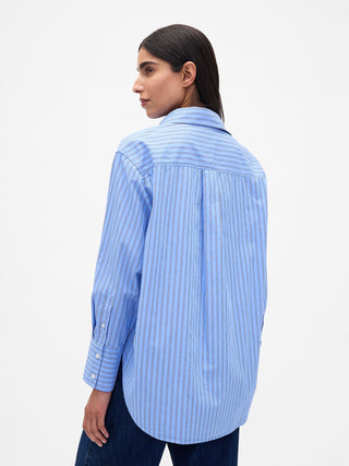 Camisa Oversize con Estampado de Rayas.