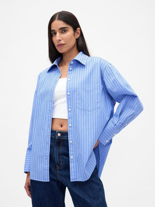 Camisa Oversize con Estampado de Rayas.