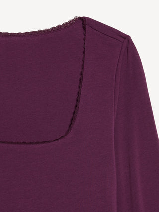 Blusa Ajustada Cuello Redondo de Algodón