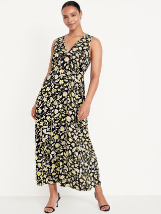 Vestido Largo Floral Entallado y Con Vuelo