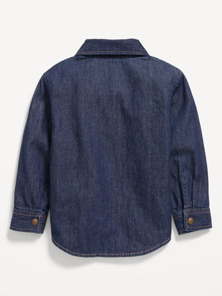 Camisa Denim Manga Larga con Bolsillo, Bebé