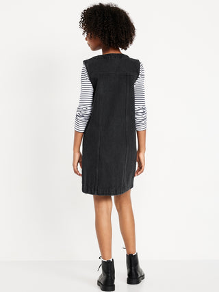 Vestido de jean de bolsillo sin mangas para chicas.