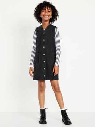 Vestido de jean de bolsillo sin mangas para chicas.