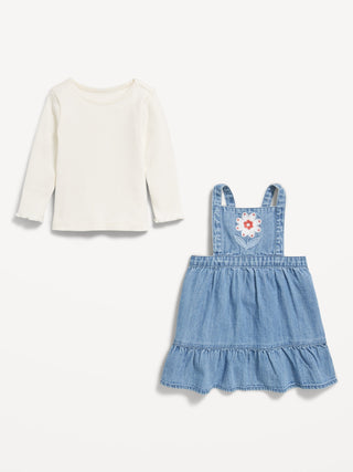 Set de 2 Piezas con Camiseta y Vestido Bordado, Bebé