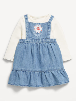Set de 2 Piezas con Camiseta y Vestido Bordado, Bebé