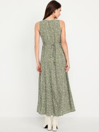 Vestido Largo Floral Entallado y Con Vuelo