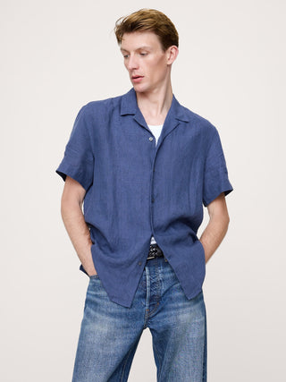 Camisa Manga Corta con Estampado de Rayas