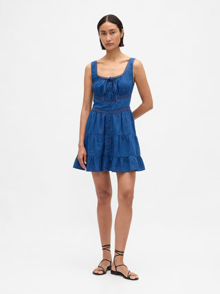 Vestido de Tirantes con Detalle de Encaje