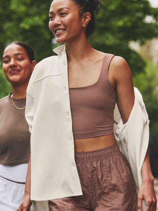 Sujetador Deportivo Corto con Cuello Cuadrado